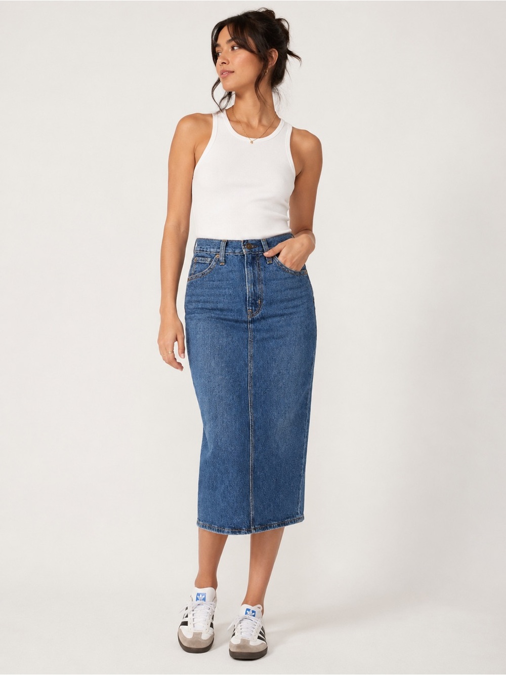 Levi’s MIDI Skirt blue Pencil Skirt size 24 Y2K Minimalist